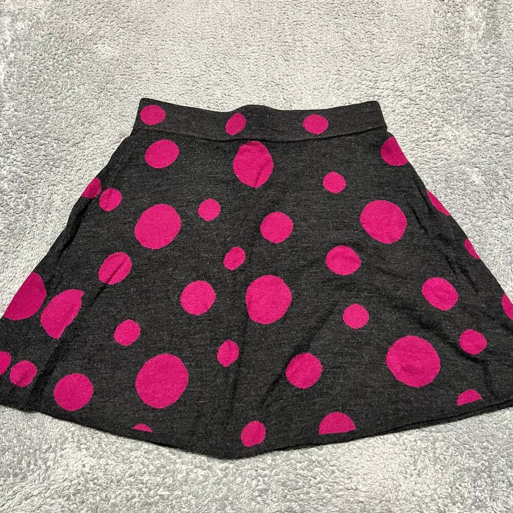 Krimson Klover Skirt Womens Small Gray Pink Merino Wool Silk Blend Polka Dot